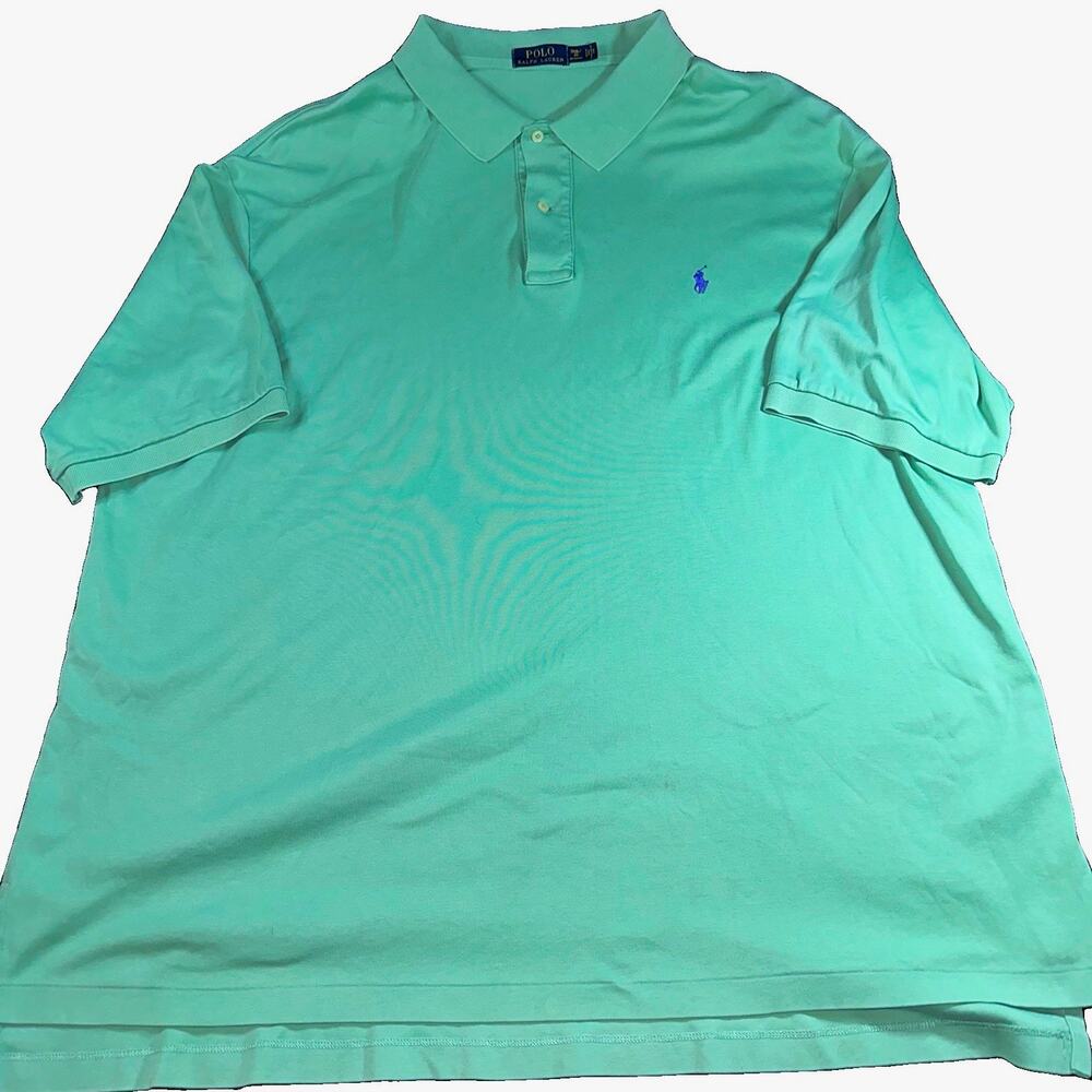 Polo Ralph Lauren Men 3X Big Polo Shirt Mint Green Purple Pony Short Sleeve 3XB